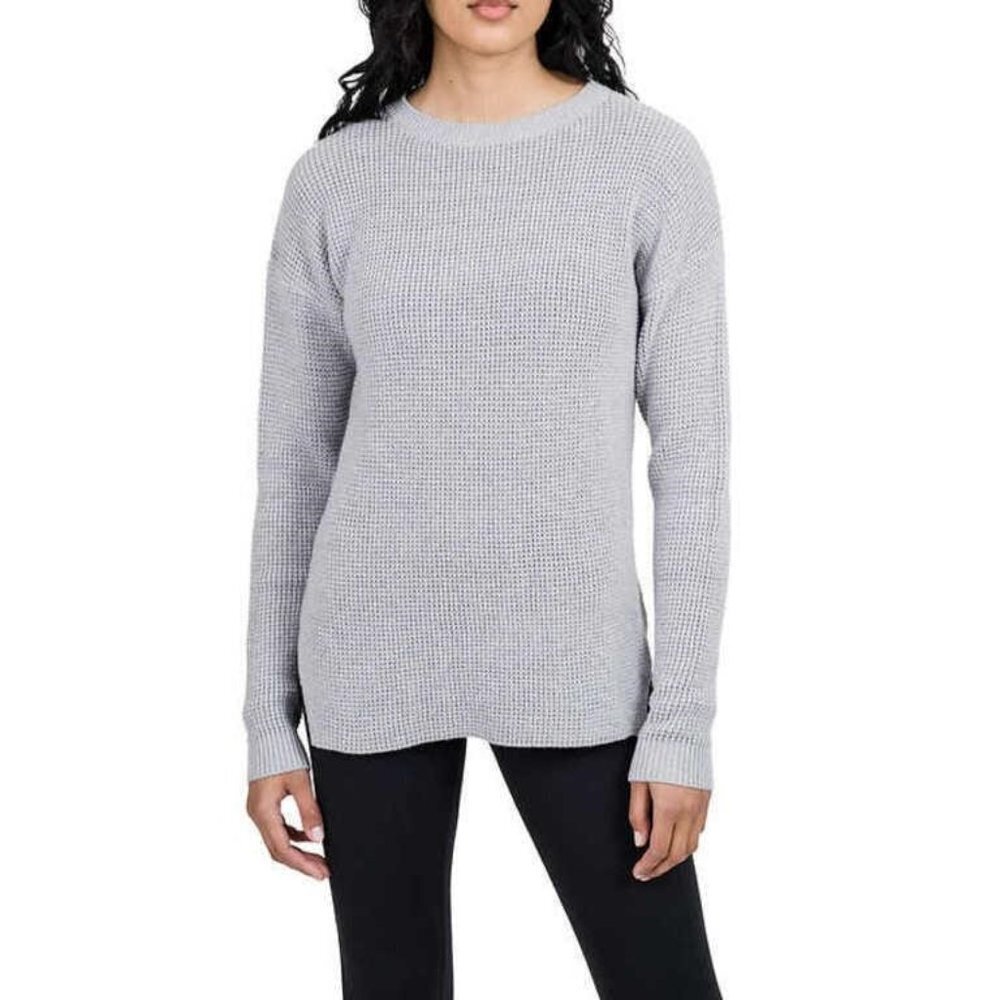 KERSH Merino Blend Jewel Neck waffle knit Sweater Grey XXL NWT